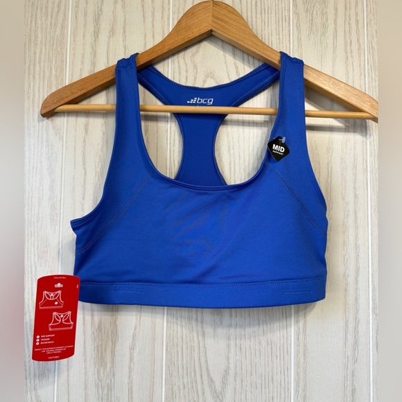 BCG Mid Support Tagless Racerback Blue Sports Bra Size M NWT - Picture 1 of 3